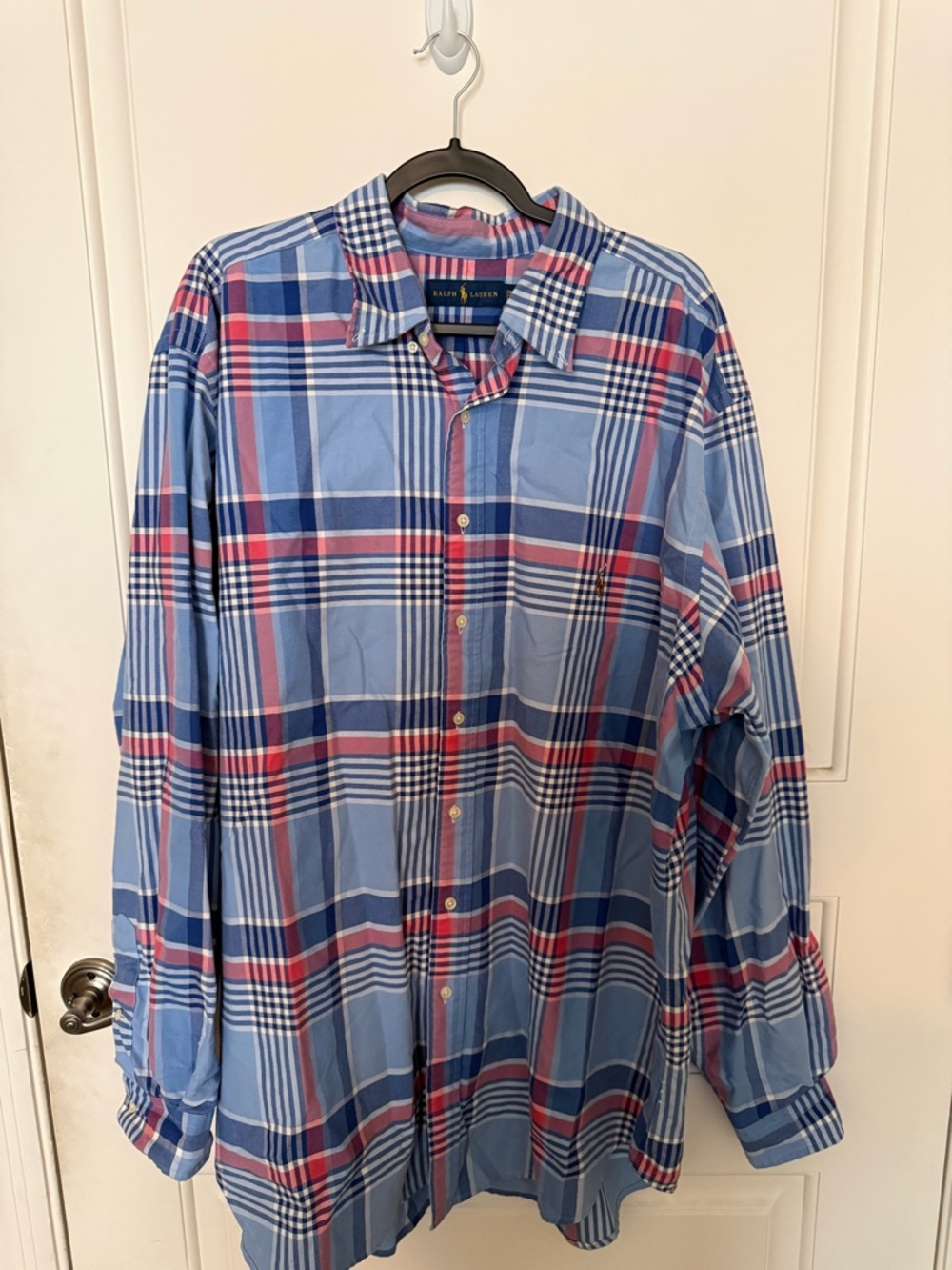 Ralph Lauren Light Blue, Navy & Red Plaid Button-Down Shirt 2XLT